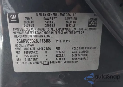 2011 Buick Enclave 2Xl из США, поврежденный, VIN 5GAKVCED2BJ113468